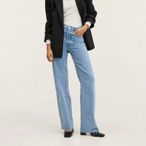 Mango - Nora - High Waisted, Wide Leg Straight Jeans